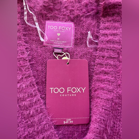 NWT Too Foxy Pink Eyelash Cardigan - Picture 4 of 9